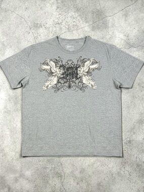 mecca Gray Short-Sleeve Graphic Tee with Dove Motif